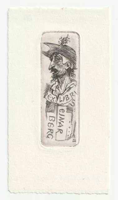 JAROSLAV VODRAZKA: Exlibris für Ejnar Berg, Don Quijote, 1963