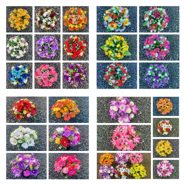 ARTIFICIAL FLOWER ARRANGEMENTS in grave memorial cemetery pots various