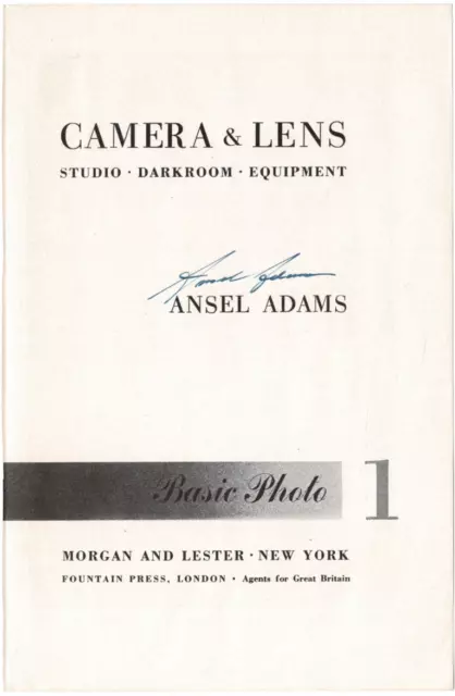 Ansel Adams signed autographed book page! AMCo! 17695