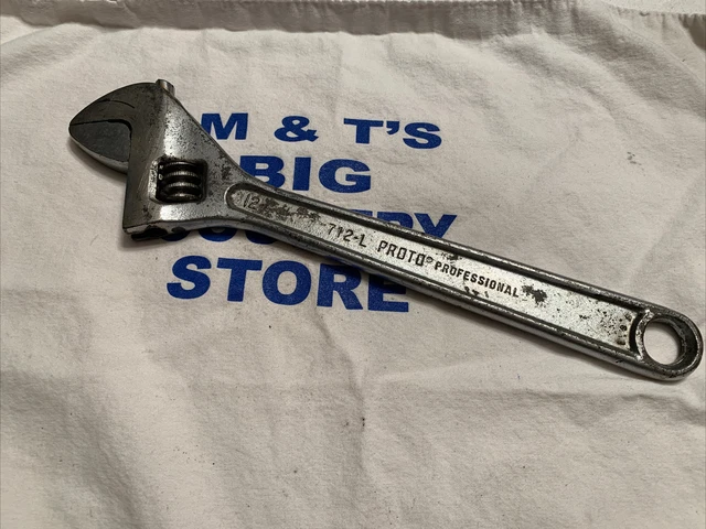 Vintage Proto Professional USA 12" Click-stop Adjustable Wrench 712L