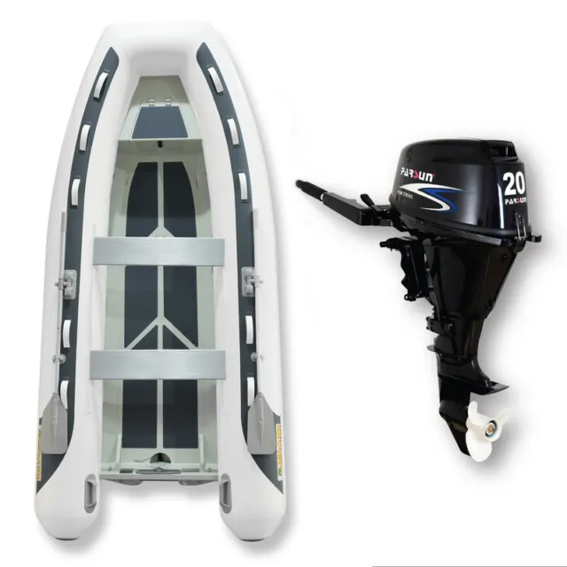 3.65m ISLAND INFLATABLE Alloy RIB BOAT + 20HP PARSUN OUTBOARD ✱ PACKAGE DEAL ✱