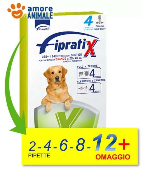 Fipratix per Cane da 20-40 kg Taglia Grande  2 / 4 / 6 / 8 / 12 pipette per cani