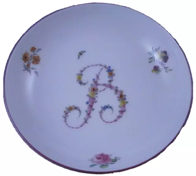 Antique 18thC KPM Berlin Porcelain Letter B Floral Saucer Porzellan Untertasse