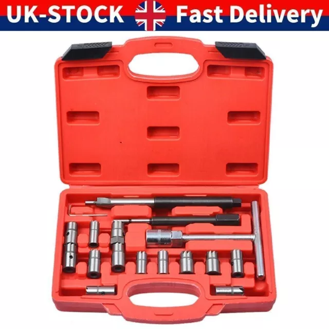 17pcs Diesel Injector Seats Cutter Cleaner Carbon Remover Universal Car Kit Tool