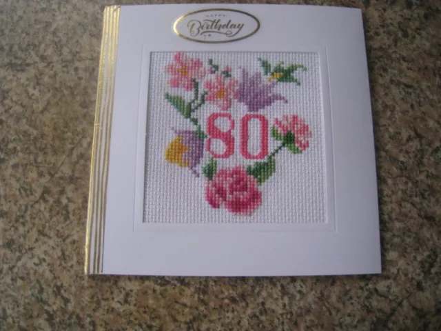 Fertigter Kreuzstich Geburtstagskarte - 6""x6"" - 80.