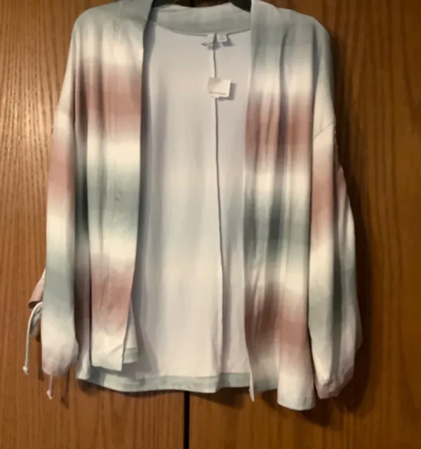 Maurices JM Sportswear Ruched Long Sleeved Ombre Open Front Cardigan, NWT, Sz S