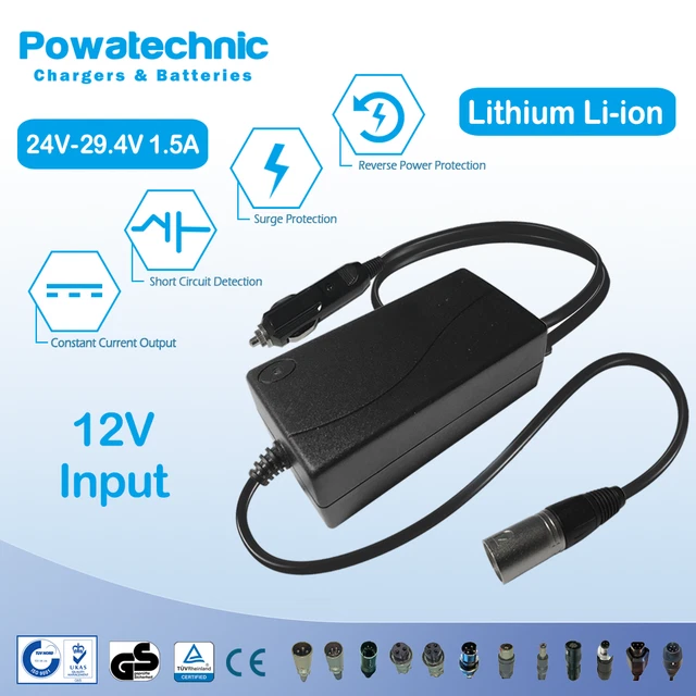Cargador 24V 1.6A Para Scooter Y Bici Eléctrica Midibike - Compatible Con Baterías Li-Ion HMParts
