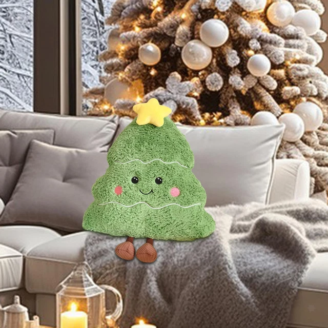 Oreiller d'arbre de noël en peluche, décoration de maison pour chaises de