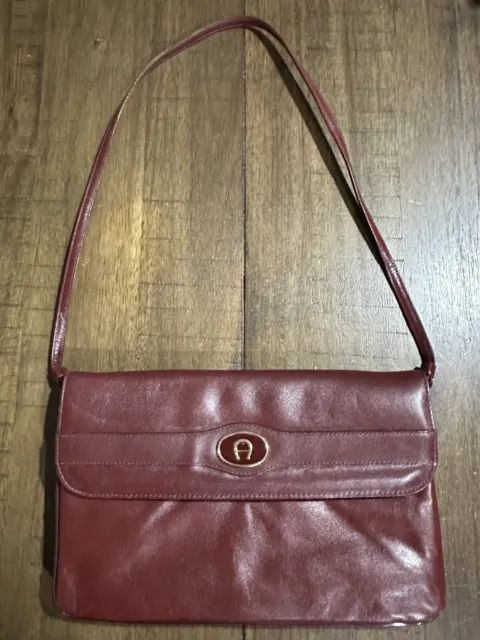 Vintage Etienne Aigner Leather Purse Bordeaux Color Shoulder/Clutch Handbag NWOT