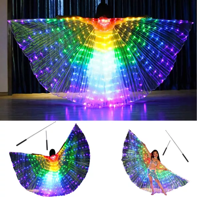 LED Butterfly Wings Fairy Pixie Light Up Wings Dress Costume Party For Kid SS