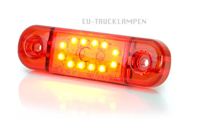 LED UMRISSLEUCHTE 83,8x24 mm ROT 12 LED  UNI FÜR 12+24 VOLT SUPER FLACHE 10,4mm