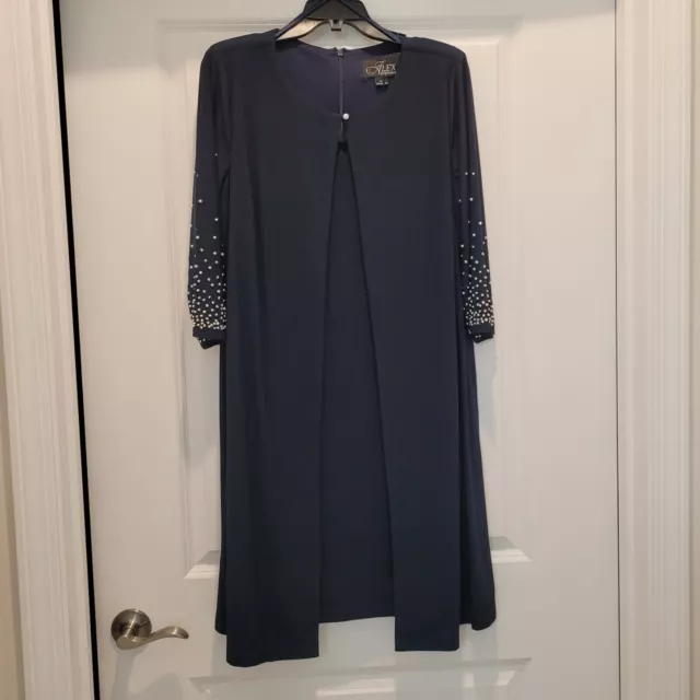 Alex Evening Cocktail or Mother of the Bride Dress Size 12 Navy Blue