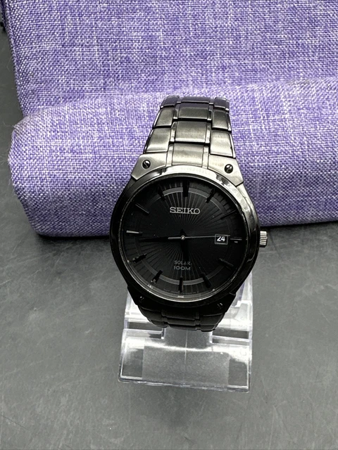 SEIKO MEN S SOLAR Black Dial Stainless Steel Chronograph Watch