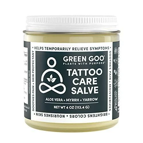 Green Goo Tattoo Care, Natural Aftercare Ointment for New Tattoos with Aloe Green Goo Tattoo Care, Natural Aftercare Ointment for New Tattoos with Aloe