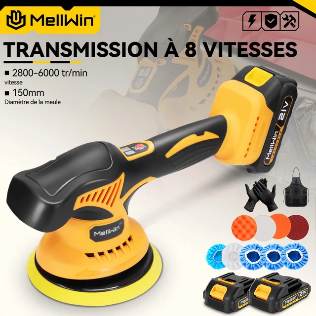Polisseuse Automobile Sans Fil à Excentrique, 8 Vitesses Reglables Multifonctionnelle Pour Metaux Bois Elimination De Rouille 99119431