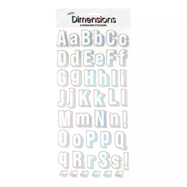NEW Ribtex Dimensions White Holographic Alphabet Stickers By Spotlight