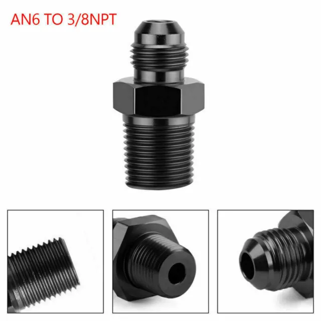 2PCS Straight -6AN Flare Male to 3/8"NPT Adapter Fitting 6 AN Bare Aluminum