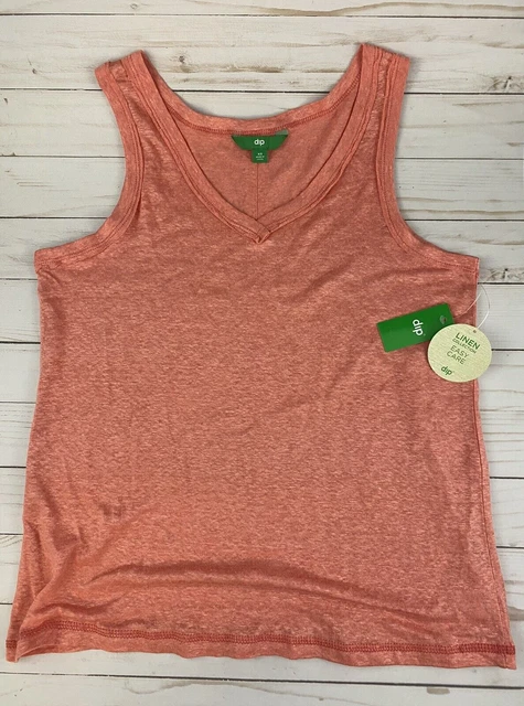 NWT Dip Womens XS Active Linen Sleeveless Tee Tank Top Pink Coral