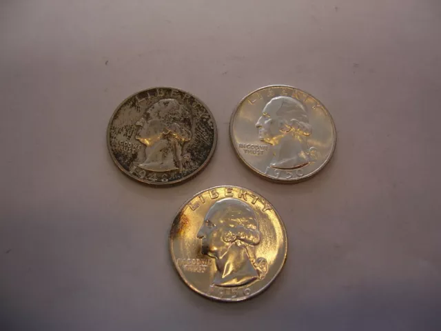 Lot Of 3 Assorted Date Washington Quarters (Nice)