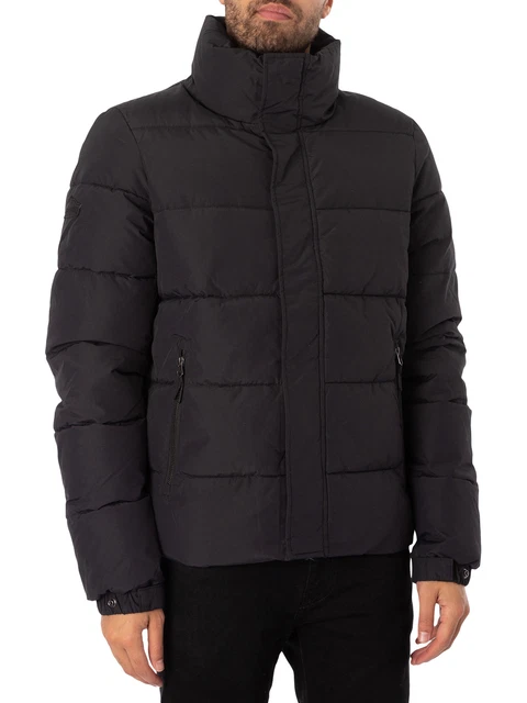Superdry de los hombres Chaqueta acolchada retro vintage, Negro