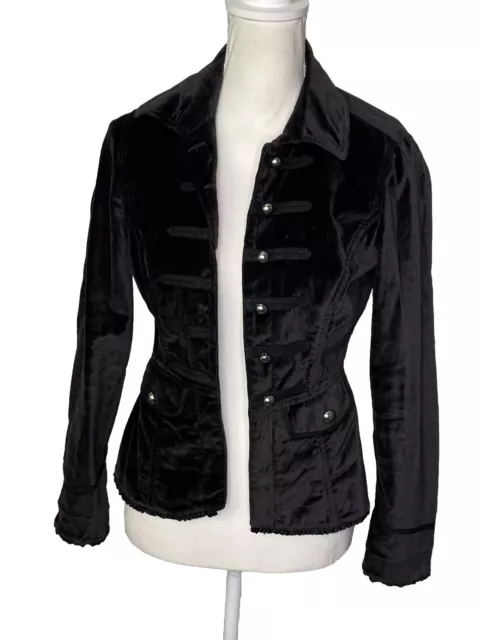 White House Black Market Women’s Velvet Military Blazer Jacket Black Size 0