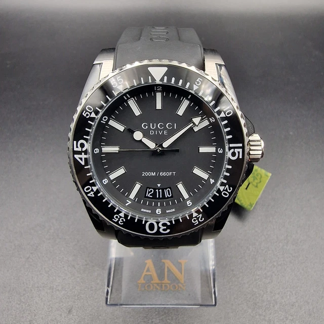 NEW GUCCI DIVE YA136204 Black Dial Rubber Strap 45mm Case 2 Year Warranty 249.00 PicClick UK