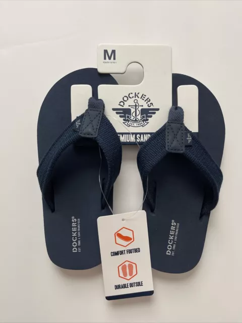 NWT Dockers Boys Flip Flop Sandals Shoe Size Medium 13-1 Blue Solid
