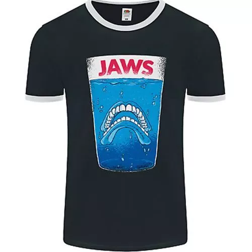 Jaws Funny Parody Dentures Skull Teeth Mens Ringer T-Shirt FotL