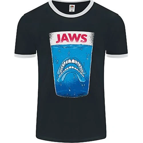 Jaws Funny Parody Dentures Skull Teeth Mens Ringer T-Shirt FotL