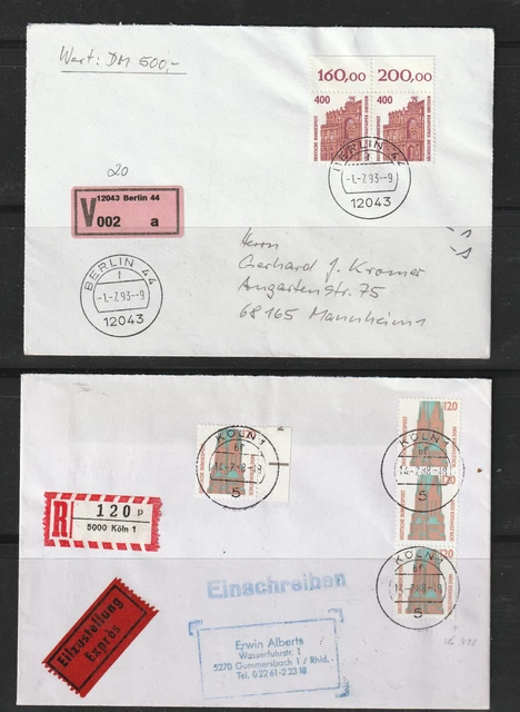  BRD SWK 8 Briefe u.a. BESONDERHEITEN, MeFr, Rollenende u. mehr gestempelt