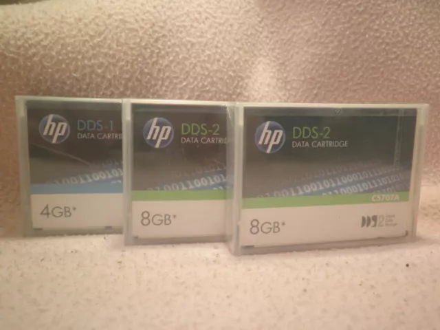 Hp C5706A + C5707A Lotto 3 Nastri Dds Dati 2X8Gb + 1X4Gb Nuovi Sigillati