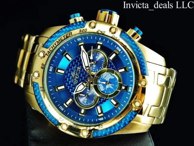 Montre SS pour homme Invicta 50 mm SPEEDWAY SCUBA Chronographe Saphir Bleu Or 3