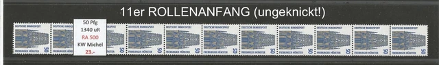 RM ' Sehenswürdigkeiten 50 Pfg u  ROLLENANFANG 500 11er Streifen postfrisch