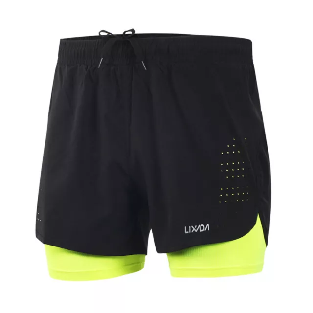 Men's 2-in-1 Running Shorts Quick Drying Breathable Active Training C5T5