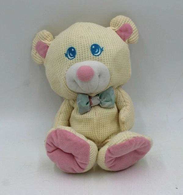 Fisher Price Yellow Waffle Thermal Cozies Bear Plush Soft Toy 1994 1226 10" HTF