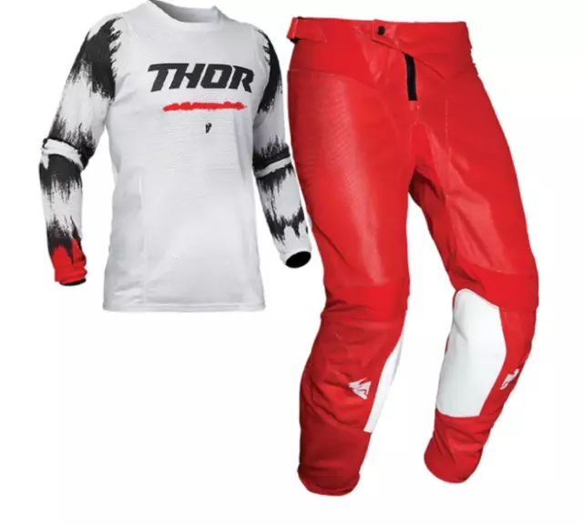 Equipo de carreras Thor Pulse Air RAD Motocross MX todoterreno blanco rojo niños jóvenes