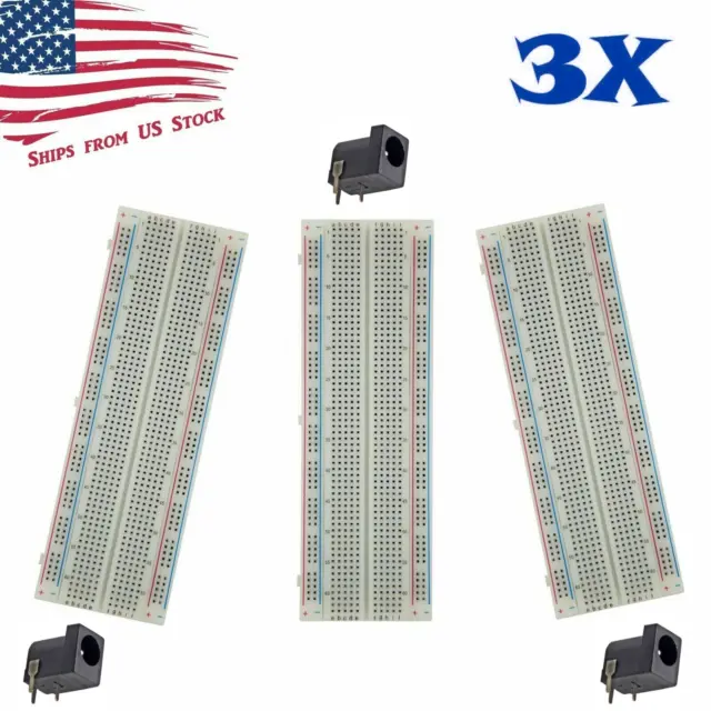 3X MB-102 830 Point Prototype PCB Solderless Breadboards Protoboards 3Pcs US