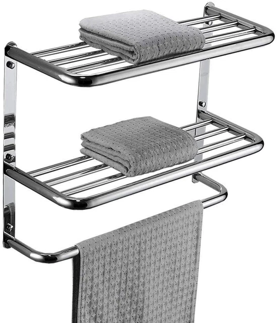 Bathroom Shelf 3-Tier Wall Mounting Rack with Towel Bars