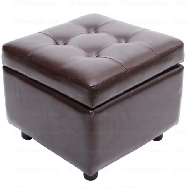 Faux PU Leather Storage Ottoman Toy Box Chair Seat Stool Footstool Footrest Cube