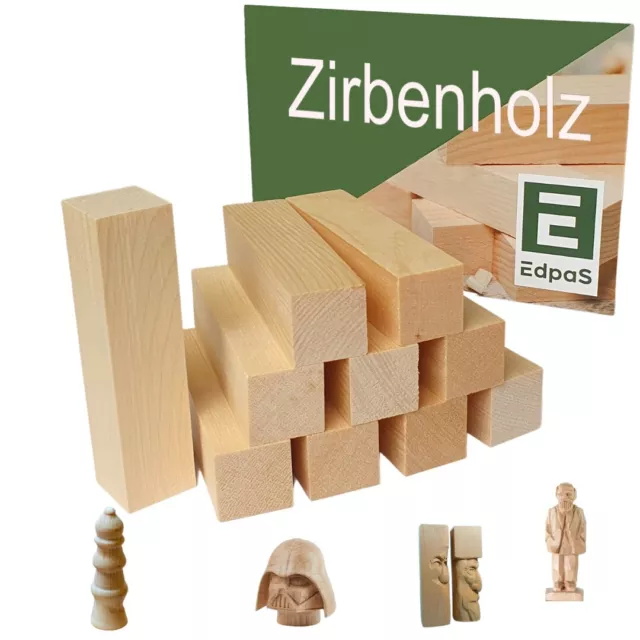 Edpas Schnitzholz Zirbe 10 Stück Holzblock - Schnitzvorlage Zirbenholz drechseln