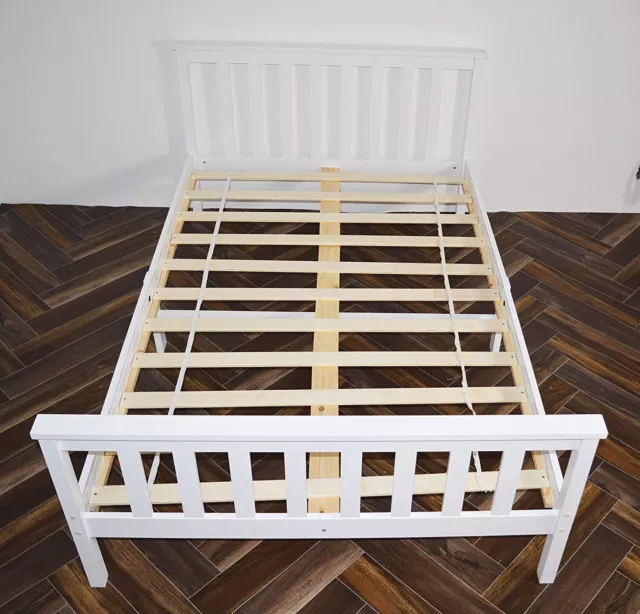 3FT Single Pine Wood Bed Frame With Solid White Pine Wooden Bedroom Furniture