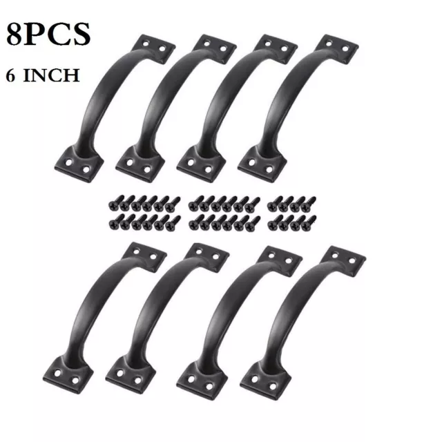 4/8 Pcs/ Door Handles Heavy Duty Cast-Iron Rustic Garden Gate Shed Barn Pull/New
