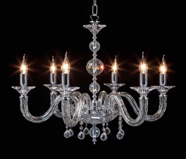 LUSTRE CLASSIQUE EN Cristal Transparent Chrome A 6 Lumières CL066 EUR ...