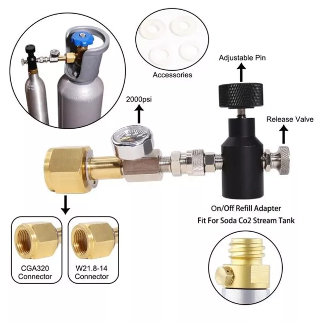 1 Set Für Co2 Zylinder Tank Refill Adapter Füllstation CGA320 Bausatz