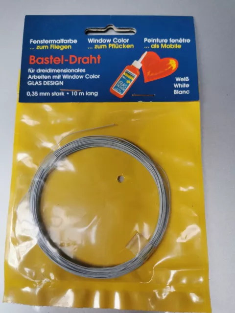 Basteldraht Draht 0,35mm x 10m farbig weiß ideal für Window Color  Glas Design