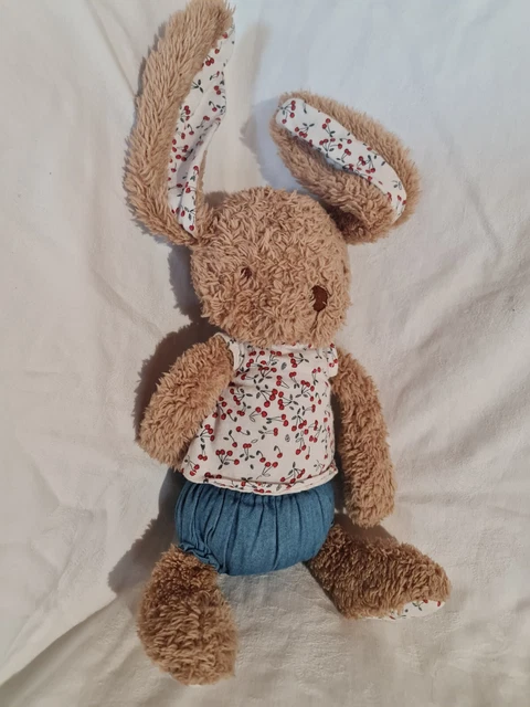 Doudou Peluche Lapin Marron Tee Shirt Blanc Cerise Tao Tape A L'oeil Neuf Etique