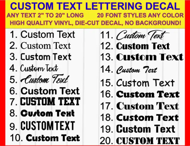 Personalized Sticker ANY TEXT Custom Vinyl Decal Slogans Lettering Car Window