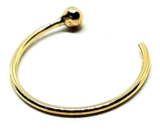 Gold Nose Ring Pull Through 9ct Gold 22g (0.6mm) 9k 8mm Open Nose Hoop Ring