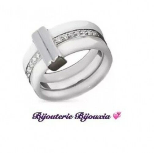 Bague Large Céramique Noire – T54 – Croix En Zirconium – Argent Massif 925/1000
