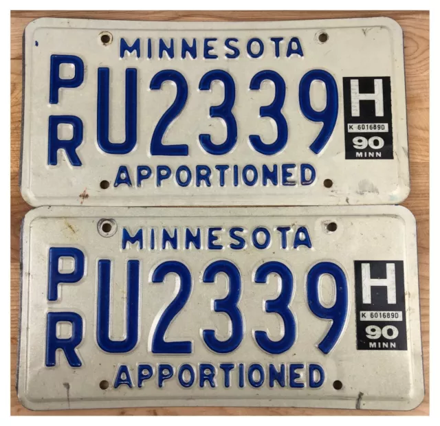 Minnesota 1990 APPORTIONED TRUCK License Plate Pair P/R U2339!